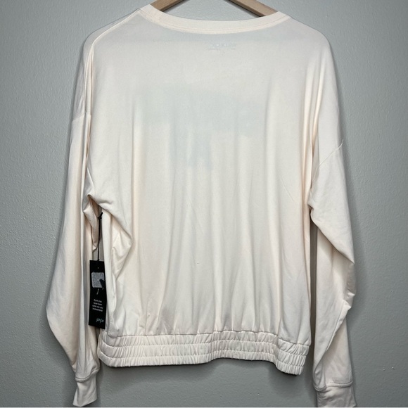 NEW Wildfox Women Sweater Small Pink Oversized boxy Single AF Scoop Neck Cream - Picture 8 of 9